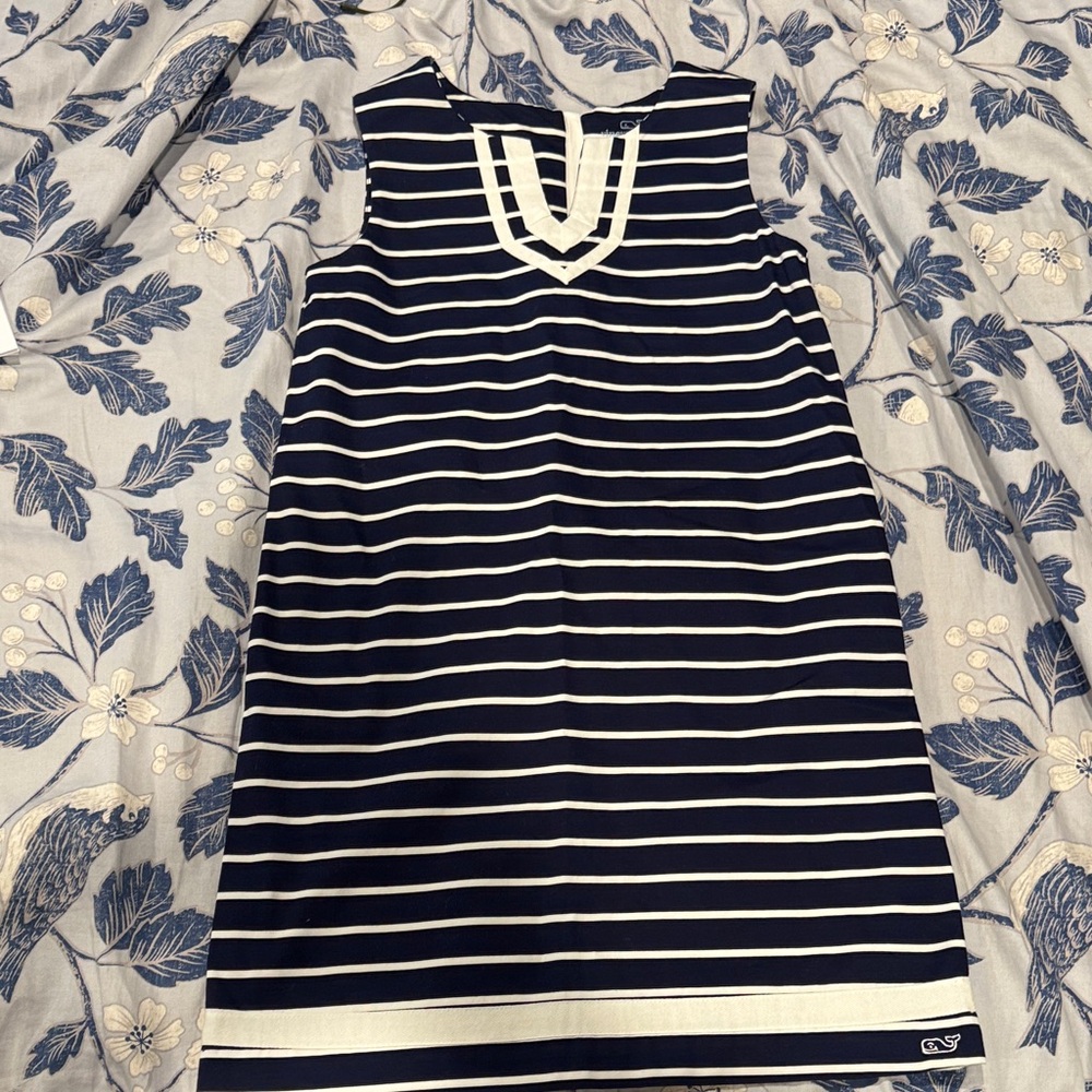 Vineyard Vines Navy and White Striped Sleeveless Dress